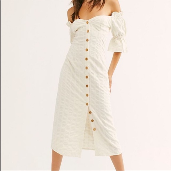 Free people cream acting cool midi dress - Picture 1 of 3